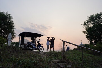 silhouette of a cyclist