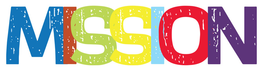 MISSION overlapping vector letters icon banner