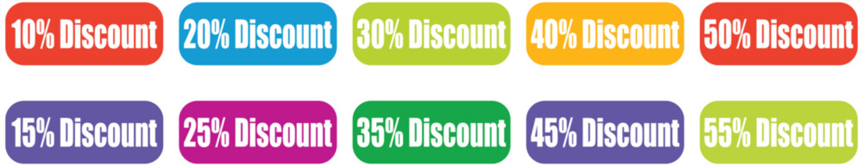 Set of colorful discount labels collection for sale and promotion