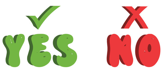 3D Yes and No decision symbols