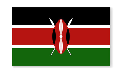 Kenya national flag in flat style. Vector flat background.