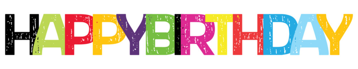 Happy Birthday vector icon with overlapping letters