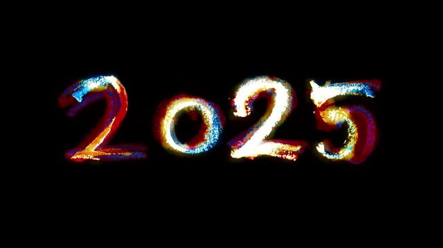 2025 title hand-drawn in crayon scribble style, clean animated text intro for recaps, countdowns and announcements.