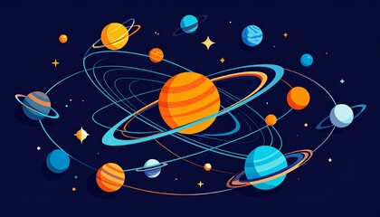 Vibrant planets and stars in a stunning celestial illustration