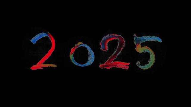 2025 title drawn in bold marker lettering style, clean animated text intro for recaps, countdowns and announcements.