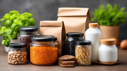 Emergency Relief Supply Distribution Table with Rationed Food and Essential Items