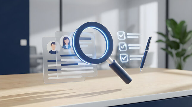 Human Resources Recruitment and Talent Selection Process in 3D - Powered by Adobe
