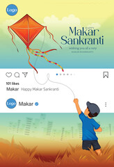 Obraz premium Happy Makar Sankranti Festival Template Design illustration vector art 