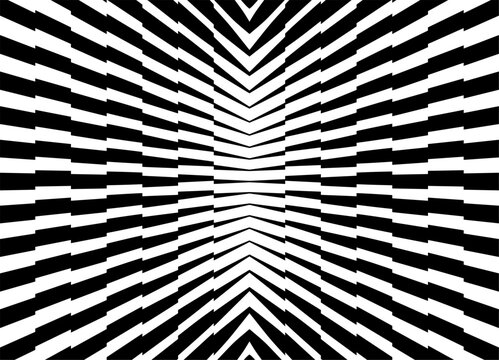 Symmetrical Vector pattern of thick broken black lines on a white background in retro style. Basis for covers, advertising, posters, labels. Striped design element. Vector background. Diverging rays