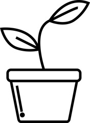 Vector illustration of a plant in a pot with a simple design 