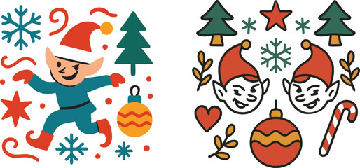 Obraz premium Mischievous Holiday Mood Illustration With Playful Winter Elements Whimsical Festive Attitude Clean Minimal Design