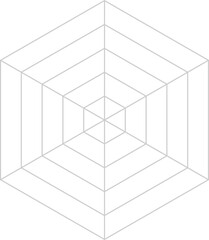 六角形のレーダーチャートの背景、クモの巣状のグラフ