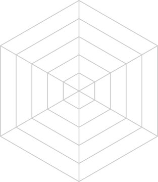 六角形のレーダーチャートの背景、クモの巣状のグラフ