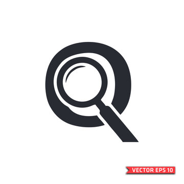 Letter Q with Magnifying Glass Logo Design