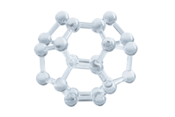 Transparent geodesic dome molecule structure on black background science chemistry