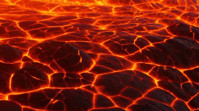 Cracking Molten Rock Scene, Dynamic Volcanic Environment Showcasing Intense Heat And Fissures