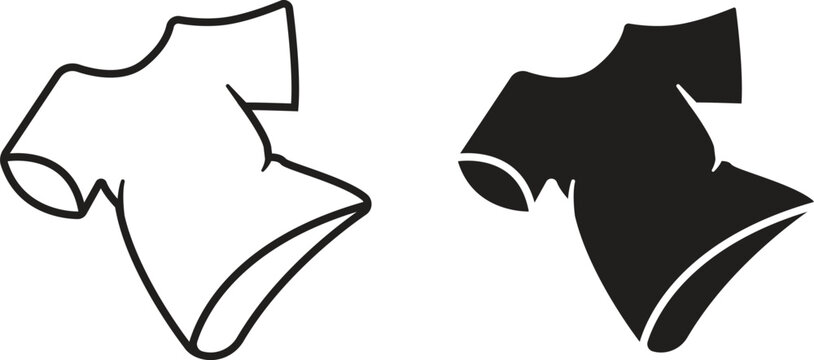 Laundry T-Shirt Icon Line and Solid Vector Set, Suitable for Laundry Services, Clothing Care, Washing Instructions, Apps, UI icons 