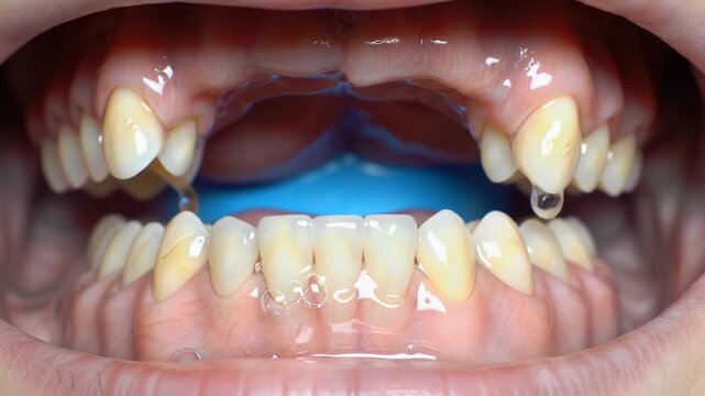 Dental drill on patient teeth during procedure, healthy teeth, mouth, dental. Dentistry concept.