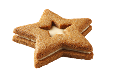 Star shaped gingerbread cookie with cream filling and sugar crystals image