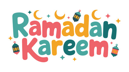 Ramadan Kareem: A vibrant illustration of Ramadan Kareem evokes a sense of festive celebration and spiritual reflection with calligraphy, lanterns, and crescents.