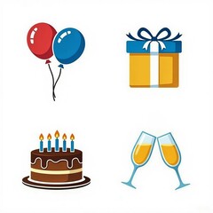 birthday icons illustration 