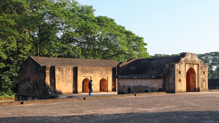 India, Assam, Sivasagar, Beautiful Entrance Side View of Talatal Ghar, The 18th Century Ahom Dynasty Monument.