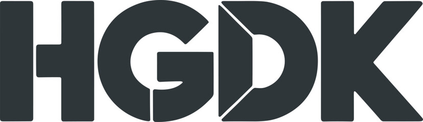 Modern HGDK letter logo design with bold geometric typography in a sleek dark gray color, perfect for corporate branding, technology, business, or dynamic monogram identity vector. © Tofajjol