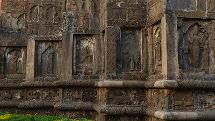 India, Assam, Sivasagar, Beautiful Carvings of Hindu Deities on Joysagar Temple, The 17th Century Ahom Dynasty Monument Built By  powerful Ahom King Swargadeo Rudra Singha.