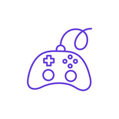 Wired Gamepad Controller Icon. Thin Line Illustration of Video Game Controller with D Pad and Buttons, Pictogram of Gaming Accessory, Electronic Entertainment Device and Interactive Play.