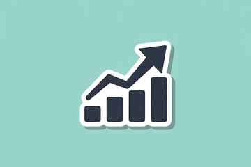 Increasing business growth chart with upward arrow on green background
