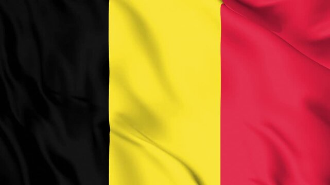 Realistic Belgium Flag Waving, 4K Seamless Loop, 3D Animation of National Symbol