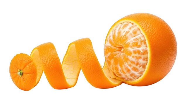 Fresh orange with peel isolated on transparent background