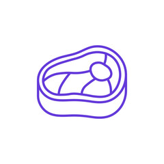 Raw Meat Steak Icon. Thin Line Illustration of Fresh Cut of Beef or Pork with Marbling and Bone, Pictogram of Butchery Product, Protein Food, Meat Industry and Culinary Ingredient.