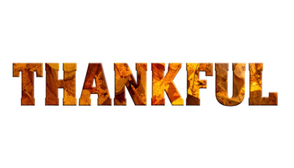 Thankful Text Filled With Autumn Leaves On Transparent Background For Thanksgiving Holiday And Seasonal Greetings Fall Celebration And Festive Occasions