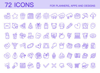 Hand Drawn Planner Lifestyle Icons Mega Set with Food, Weather, Education, Shopping, Media, Hobbies, Daily Activities and Cute Everyday Symbols for Digital Planners and Apps