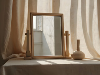 makeup mirror with vintage style, gold mirror, wooden mirror