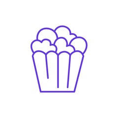 Popcorn Snack Icon. Thin Line Illustration of Cinema Popcorn Bucket Filled with Popped Kernels, Pictogram of Movie Snack, Entertainment Treat, Salty Corn and Crunchy Food.