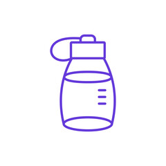 Water Bottle Icon. Thin Line Illustration of Hydration Bottle with Handle and Volume Marks, Pictogram of Reusable Drink Container, Fitness Hydration and Sustainable Lifestyle.
