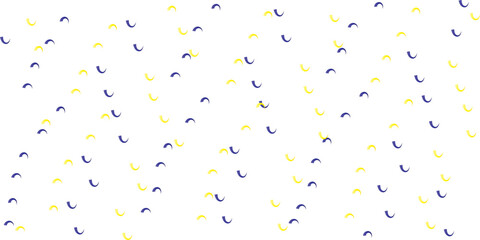 small Yellow and Blue Curved playful Pattern on White Background for Celebration Use,