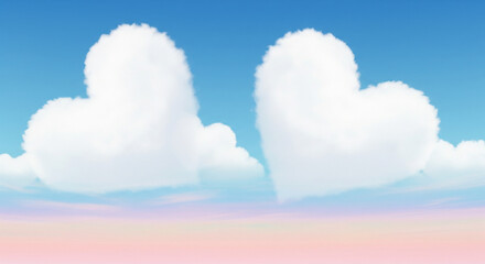 Dreamy heart clouds floating in the soft sky, perfect for dreamy designs, love filled messages, and whimsical backgrounds that evoke peace and romance