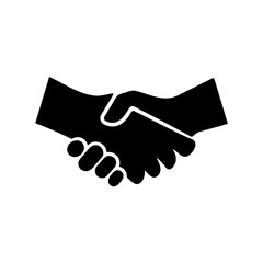 Iconic Handshake Symbol Depicting Agreement, Partnership, and Business Collaboration in Simple Black