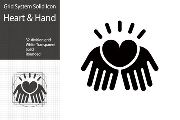 Fototapeta premium Heart icon on the palm of a hand, image of charity, donation, blood donation, organ donation, etc.