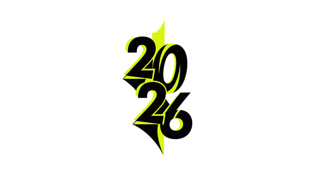 Modern 2026 design element with bold black and yellow numbers