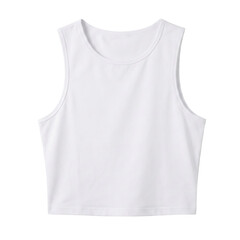 Simple white cropped tank top on transparent background