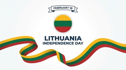 lithuania independence day background with round emblem of the national flag on white space bold typography with the text clean modern design copy space