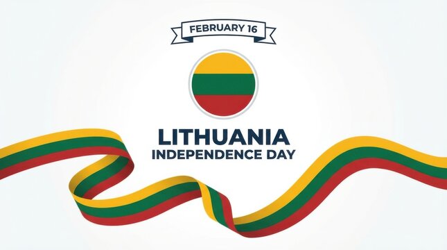lithuania independence day background with round emblem of the national flag on white space bold typography with the text clean modern design copy space