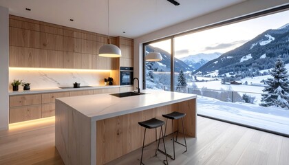 Modern mountain kitchen interior