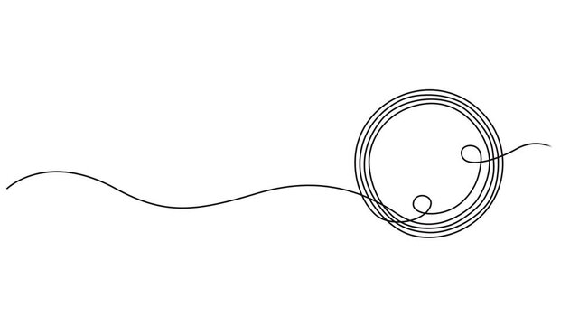 Circle round shape continuous one line drawing on white background minimalist  geometric 4k animation video. Target circle with arrow continuous line drawing animation. Business strategy concept.