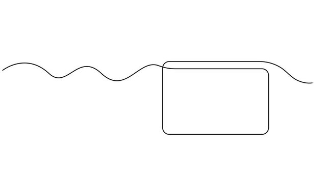Animated self drawing of continuous line draw rectangular speech bubbles. Full length one line animation. 4K.Video. Continuous line drawing of a black square. A sketch of a rectangular frame. video