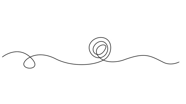 Squiggle line animation continuous one line drawing, Abstract hand drawn dividing thin wave continuous line on white background, Self drawing simple animation of line. Animated continuous on pro style